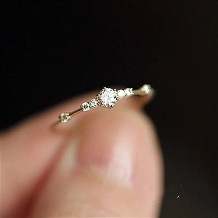 Small Simple Gold Promise Rings Vintage Style 14K Gold Ring With