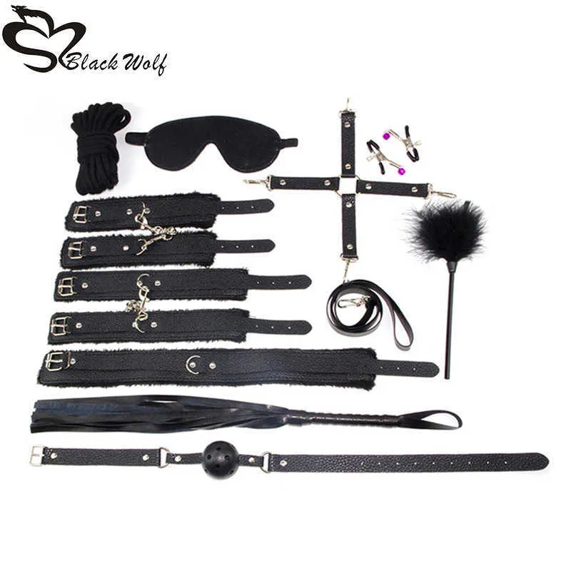 BDSM Bondage Sex Toy Set for Couples, Exotic Accessories, PU Leather