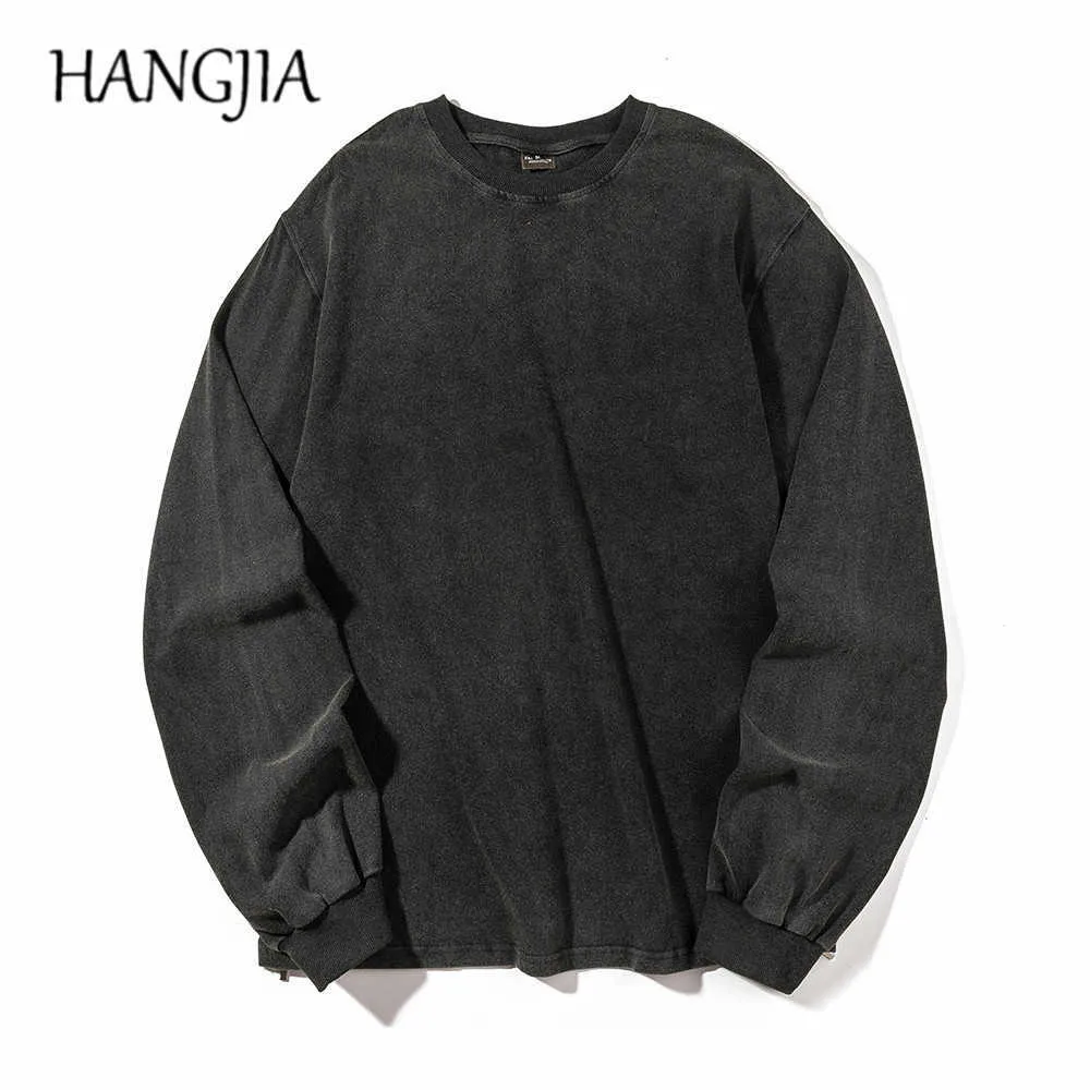 Hip Hop Washed Distressed Sweatshirts Pullover Ninja Sleeve Oversized Mens Hoodies Fall/winter Side Zippers Sweatshirt C0607