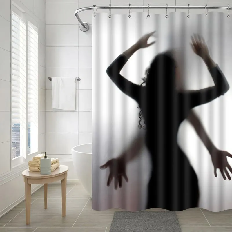 Shower Curtains 3D Digital Print Halloween Curtain Liner With 12 Hooks Waterproof Screen Thick Design For Bathroom Restroom