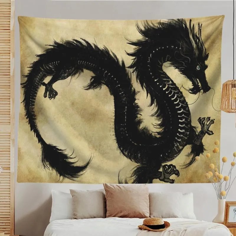 Tapestries Black Dragon Art Large Wall Tapestry Amazon Wall Hanging Anime Painting Pattern Mandala Fabric Gothic Home Decoration Carpet From Wonderfuling 14.01 DHgate.Com