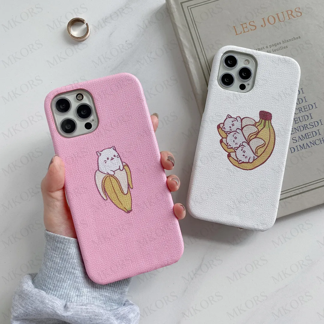 Ontwerp Banaan Kat Telefoon Gevallen voor iPhone 12 Mini 12pro 11 11pro X Xs Max Xr 8 7 6 6s Plus Mode Huid Brief Case Cover