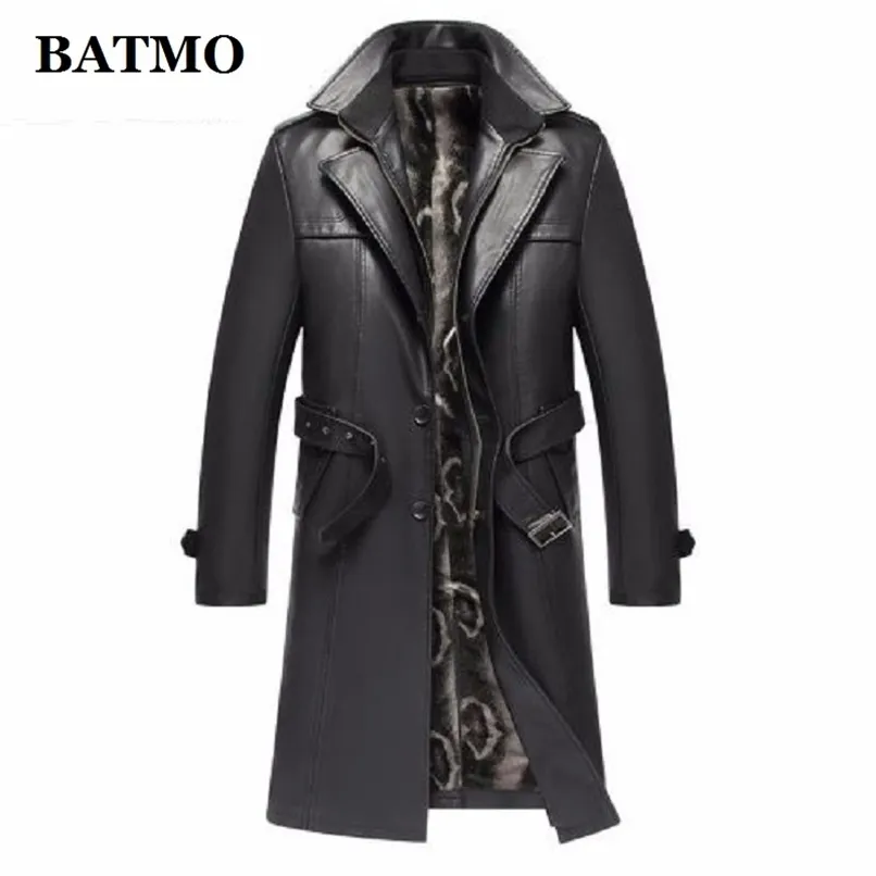 Batmo arrivée automne hiver en cuir véritable hommes trench épais, veste en cuir hommes, grande taille S-5XL 211203