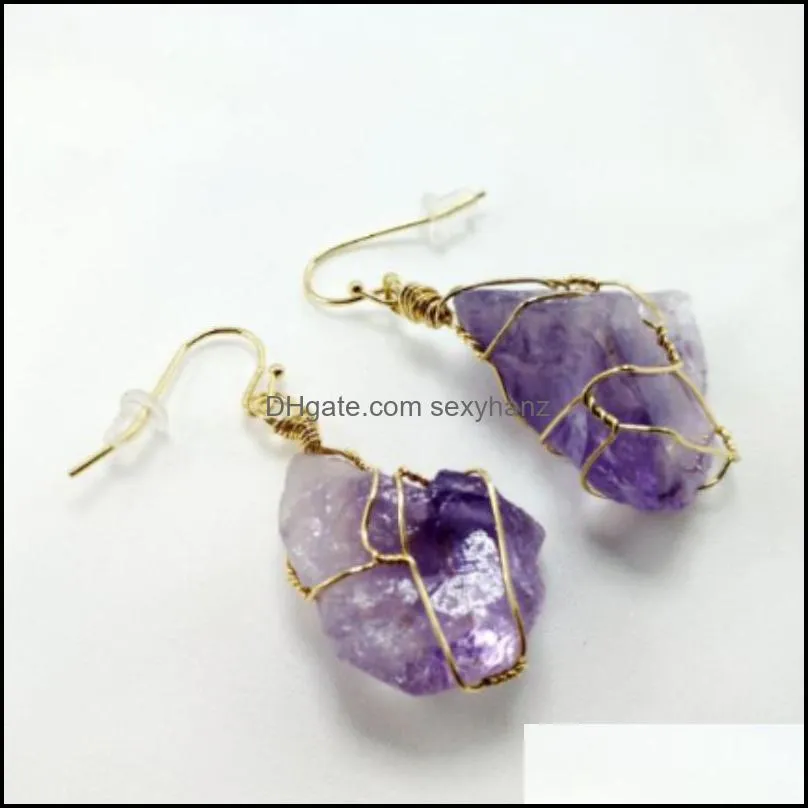 pretty Nature Stone Pendants amethyst Rose Quartz White crystal Lemon crystal fluorite Charms Stone For Necklace 706 T2