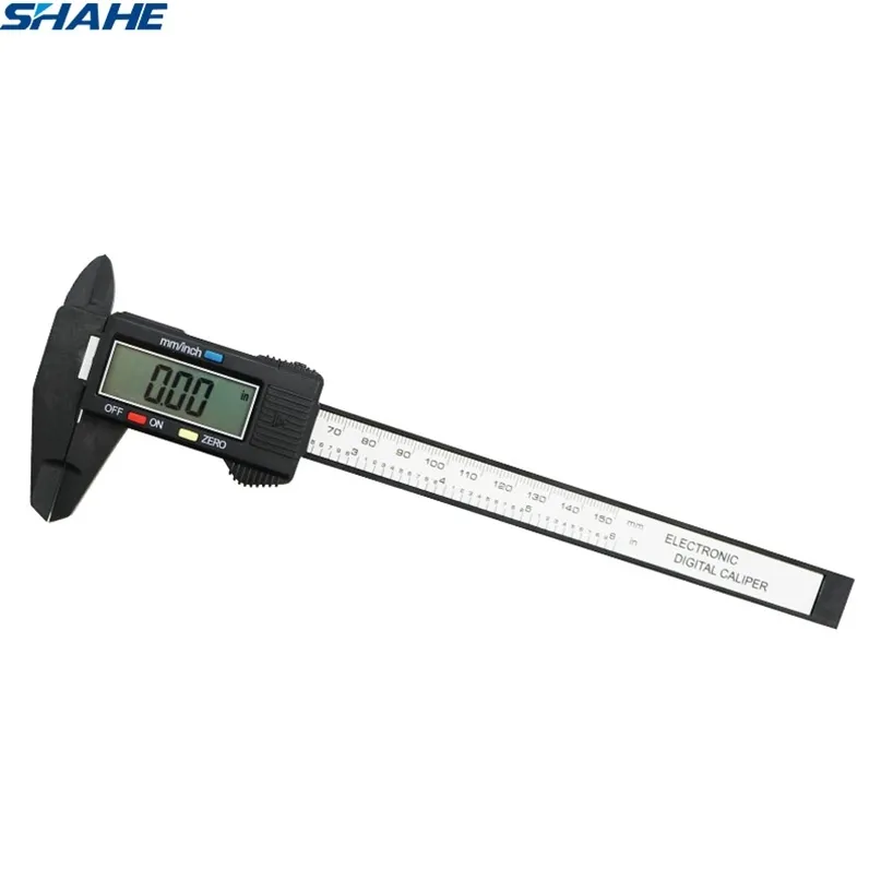 Shahe الرقمية Vernier الفرجار 150 ملليمتر 6 بوصة lcd الإلكترونية ألياف الكربون المقياس مركب ميكرومتر 210810