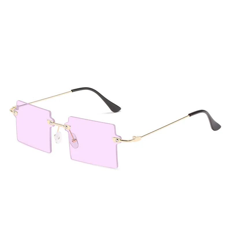 Special Design Solid Square Pieces Lens Sunglasses New Novelty Rimless Eyeglasses With Gilding Metal Arms Cool Streetwear Accessories