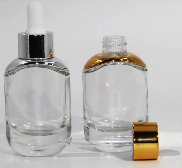 Fashion glass dropper bottle 30ml clear essential oil cosmetic container packaging 1oz, serum glass-bottle droppers SN3267