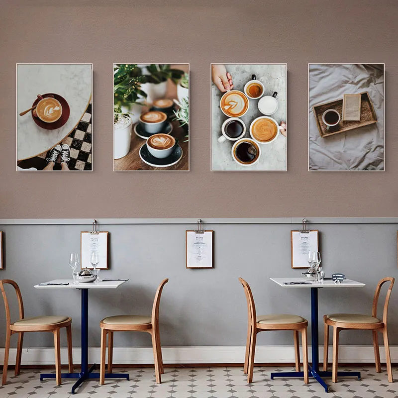 Kuchnia Dekoracja Latte Płótno Malarstwo Kawa Plakat Mural Deser Cafe Restaurant Lounge Picture Sypialnia Wall Art Dekoracja