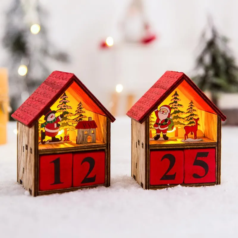 LED Wooden Christmas Decoration Desktop Calendar Ornaments Luminous Christmas Countdown Creative Gifts XD24913