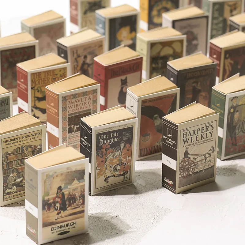 Matchbox شكل مصغرة مذكرة الوسادة ملاحظة غير لزجة خمر الكرتون نمط مثبت الملاحظات المحمولة فارغة المفكرة مجلة العين حماية العين مكتب القرطاسية مدرسة القرطاسية JY0635