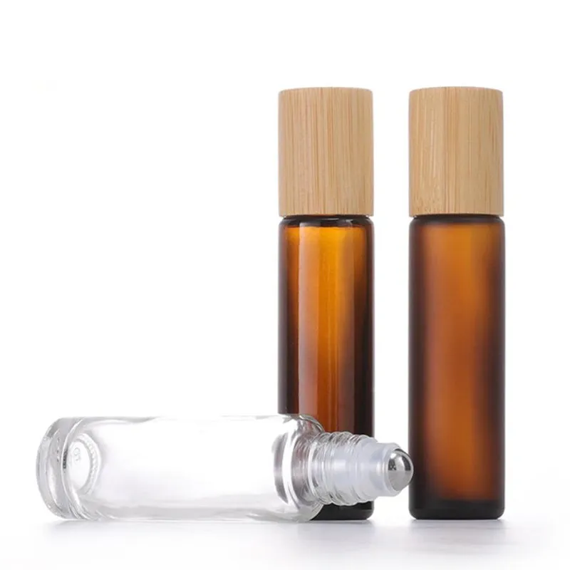 Compatti ricaricabili da 15 ml Rotolo di vetro ambrato trasparente sul test del campione della bottiglia Fiale di olio essenziale con il rullo