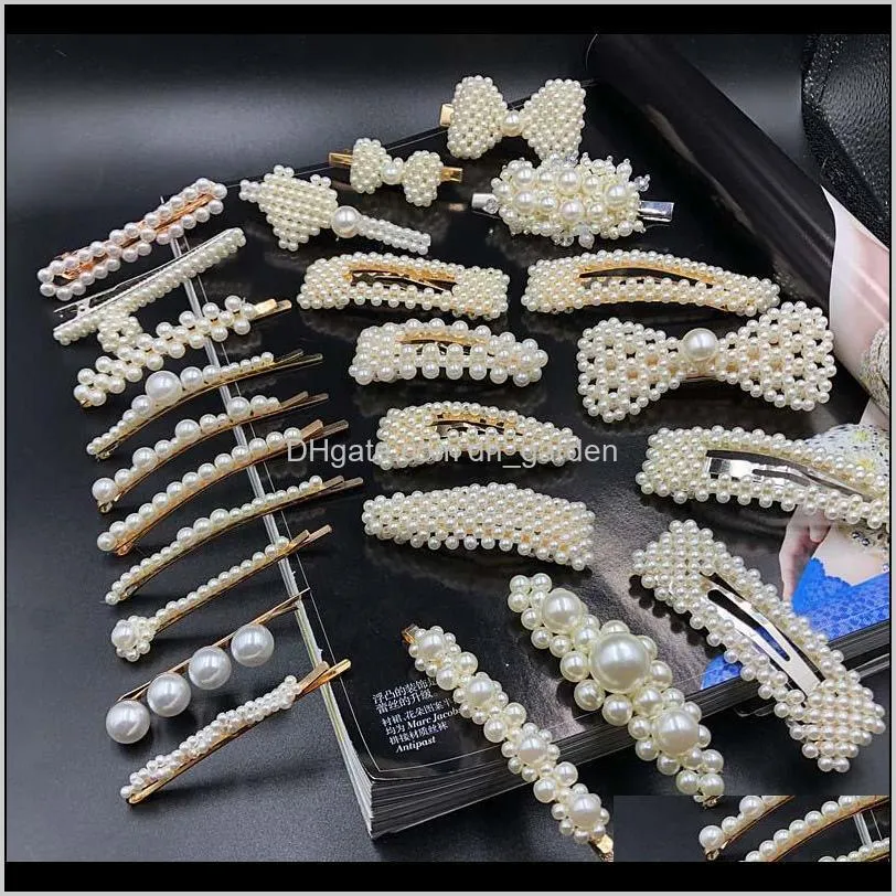 Cute Pearls Hairpins Creative Girl Hair Clips Baby Barrettes rabbit butterfly pearl Hair Jewelry Accessories Hairclip Headdress drop