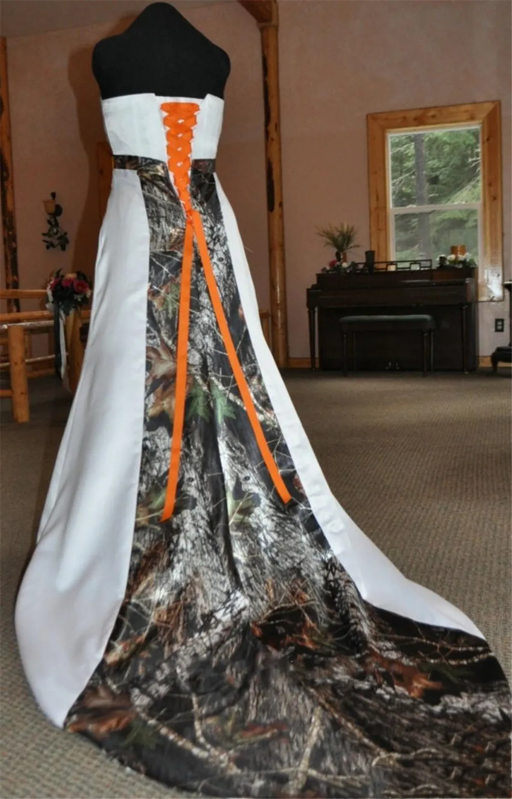 fall camo wedding dress CAMO WEDDING Dress LACE trim Corset back SIZES 2 to 14 main image 0
