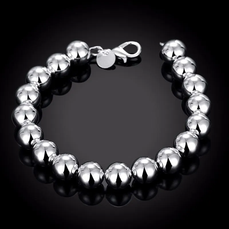 Bangle Fashion Jewelry 925 Pure Silver Plated Charm 10MM Solid Buddha Beads/Hollow Beads Bracelets Gift Bag H136