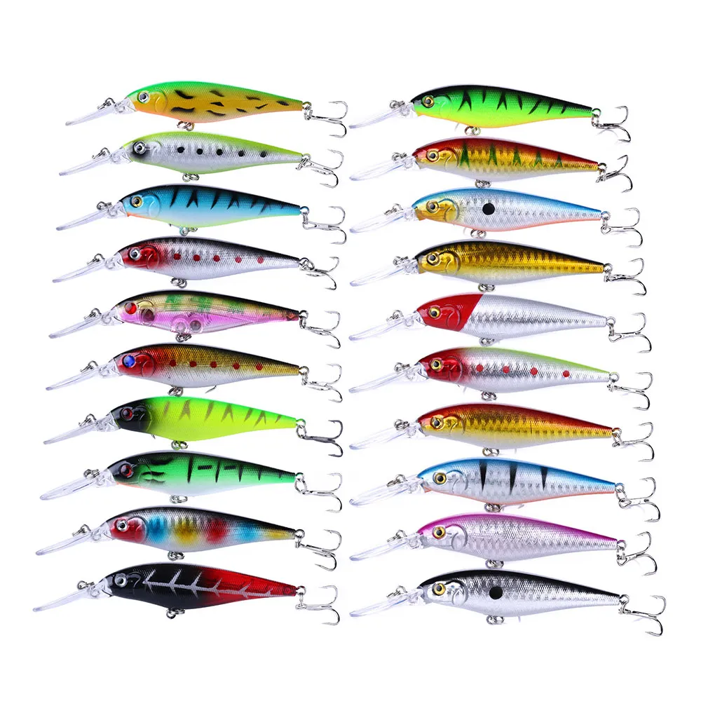 Hengjia 80 sztuk Zestaw wędkarski Hot 3D Minnow Lure 10 Kolor 11.7g / 11 cm Wysokiej Jakości Przynęty Fishing Fishing Hard Mi026