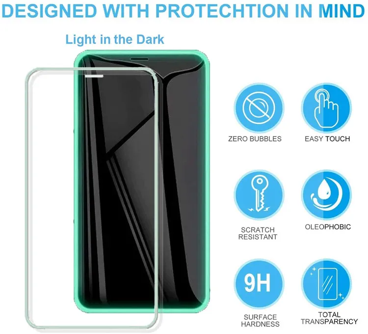 Luminous Glowing Harted Glass Ekran Protector dla jednego PLUS 1 + 7 1 + 7T 1 + 8 1 + 8T Samsung S21 FE S20 A42 A32 A52 A22 Oppo LG Motorola ma 10 w 1 pakiety papierowe