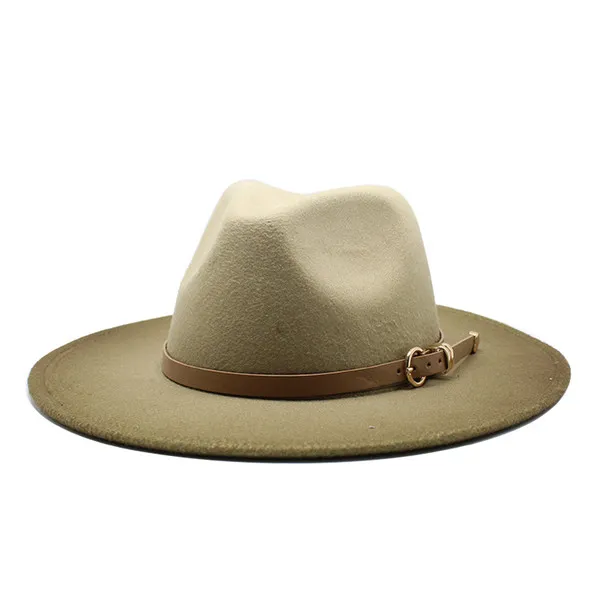 Felt Fedora Mössor Jazz Panama Cap Women Men Gradient Färg Bred Hatt Kvinna Man Formell Hat Mens Dam Top Caps Vinter Mode Ny