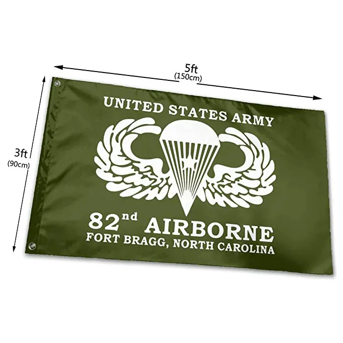 US Army 82nd Airborne Fort Bragg Caroline du Nord Drapeau 3x5Ft Double Couture Décoration Bannière 90x150cm Sports Festival Polyester Numérique Imprimé En Gros