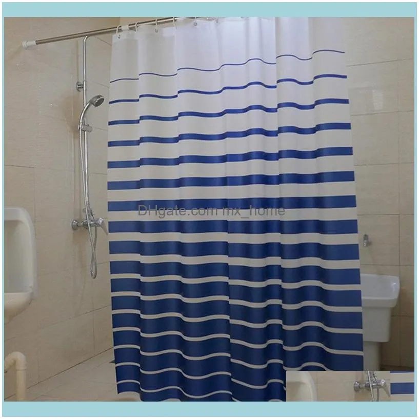 Plastic Shower Curtains PEVA White Striped Bath Screen for Home Hotel Bathroom Waterproof Mold Proof Curtain with Hooks 201127