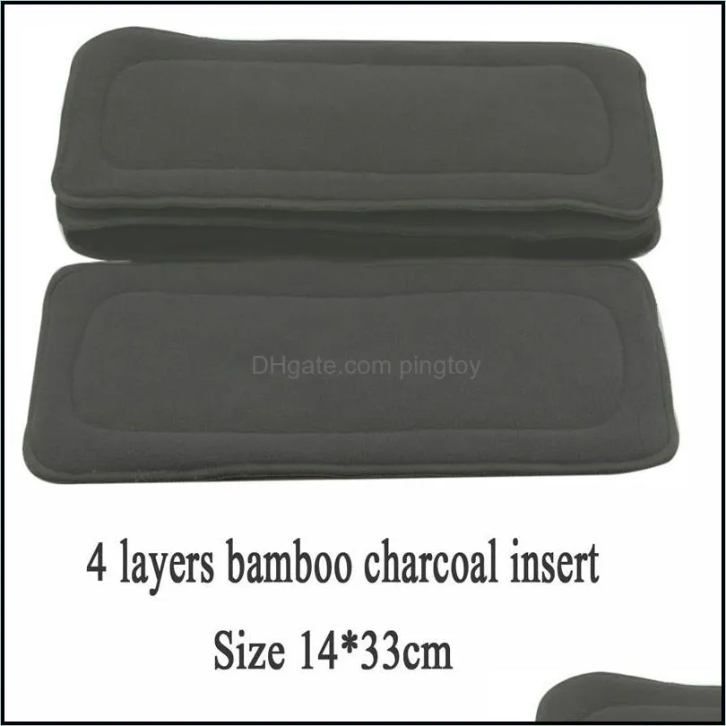 1pc 4 Layers Reusable Diapers Bamboo Charcoal Cloth Diapers Inserts Nappy Changing Mat Baby Diapers Changing Pad Solid Color