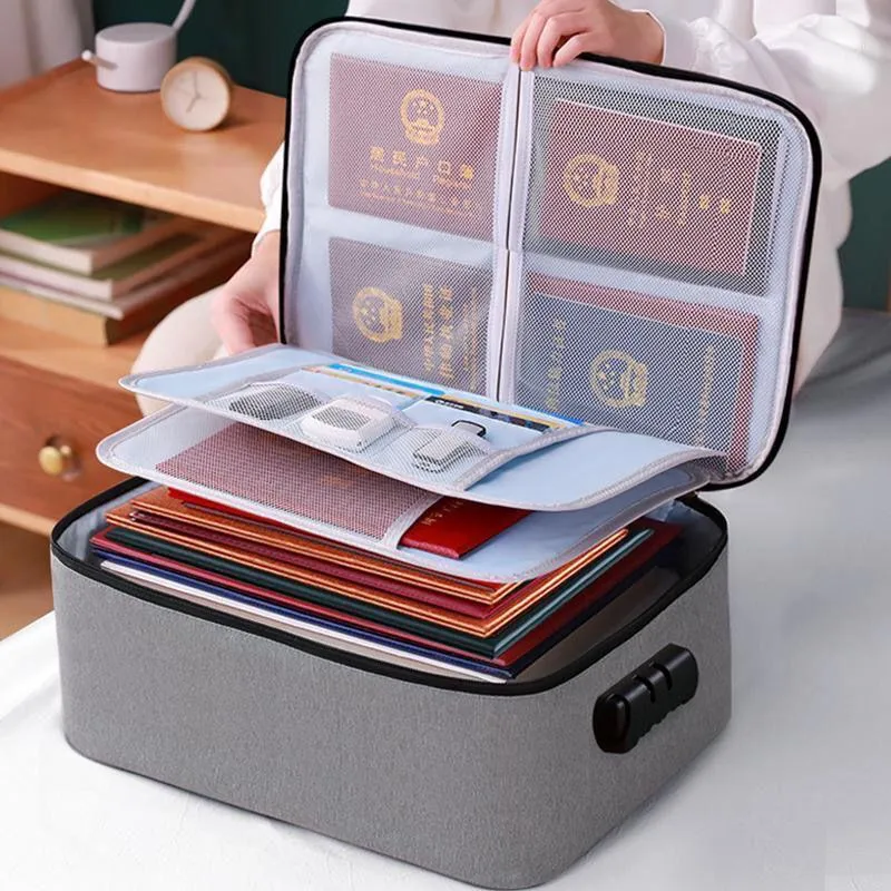 Sacs de rangement Sac de documents épaissi ménage multicouche grande capacité boîte multifonction fichier passeport tri mot de passe paquet