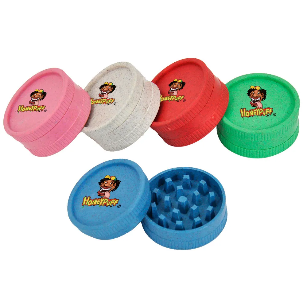 HONEYPUFF Biodegradeable Material Plastic Grinder Diameter 40MM 2 Layer Multicolor Durable Herb Grinders Wholesale