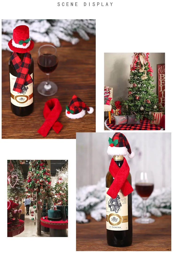 Red Wine Bottle Cover Scarf Hat Christmas Decorations Bar Barware Decor Champagne Wines Covers Festive Supplie HH21-768