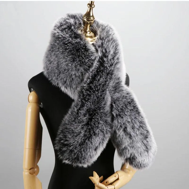 Faux Fur Collar Winter Lengthened Warm Scarf Long Collar Shawl for