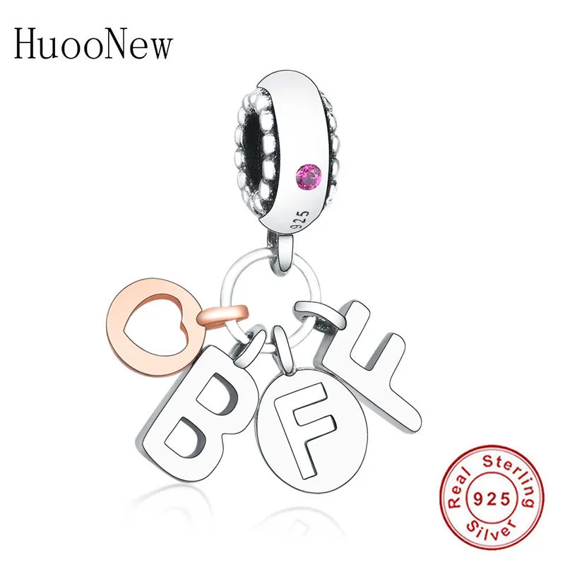 Passa Original Pandora Charm Armband 925 Sterling Silver Rose Gold Love Heart Bästa vän Forever Bead Pendant Göra Berloque Q0225