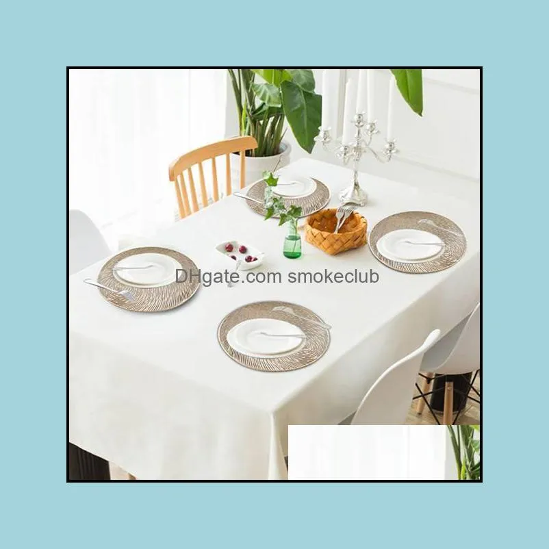 Mats & Pads 6 Pcs PVC Placemats Cutout Round Non Slip Dining Table HomeTable Decoration,Gold+Silver