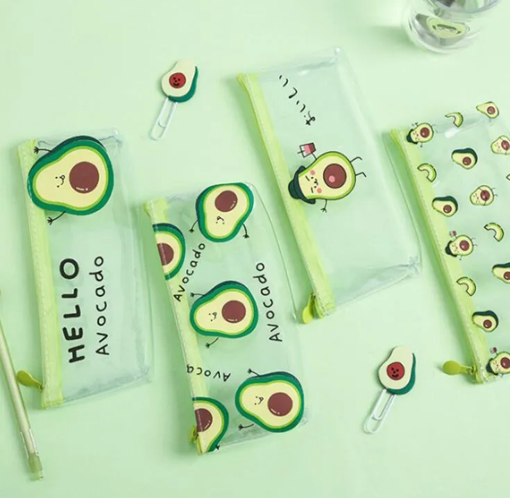 2021 Cute PVC Hello Avocado Pencil Case clear Pencil Bag School Office Supply Student Stationery Kids Gift