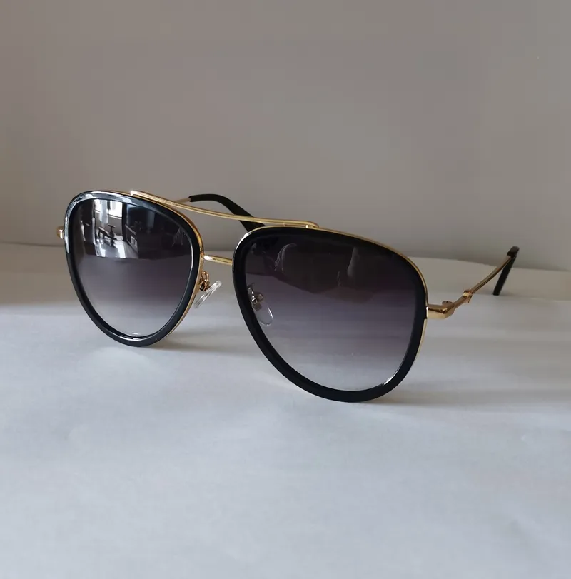 Gold Pilot Sunglasses Black Gold/Grey Gradient Unisex Sunframe Shades Sonnenbrille Sunnies Gafas de sol UV400 Eyewear with Box