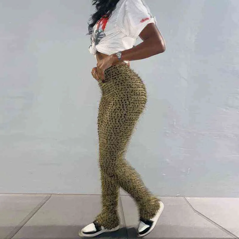 Women High Waist Pants Straight Leopard Trousers Female Sweatpants Fashion Casual Skinny Long Trousers Women Street Wear Y211115