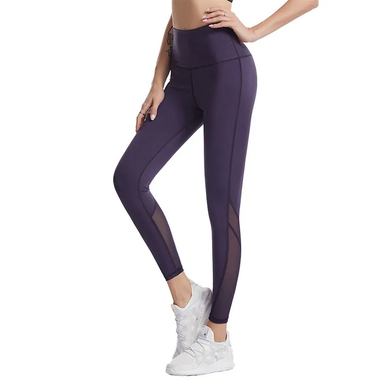 Mesh Kontrast Skärning Bekväma yogabyxor Hög midja Peach Hips Gym Leggings Quickdrying Sports Stretch Fitness Pants