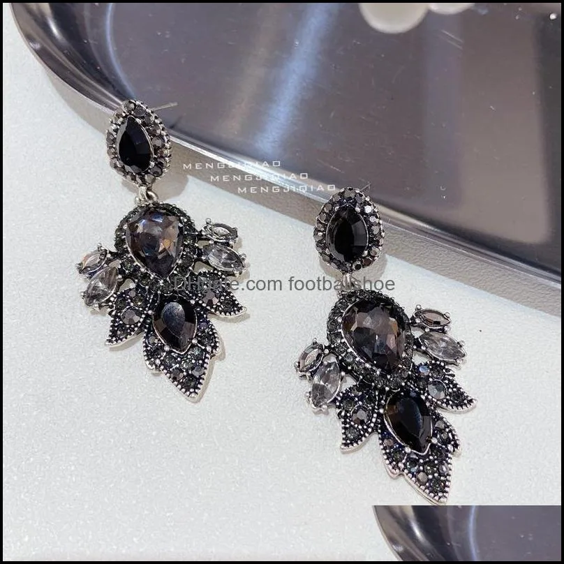 Dangle & Chandelier MENGJIQIAO Vintage Waterdrop Crystal Long Drop Earrings For Women Girls Fashion Leaves Rhinestone Pendientes Jewelry