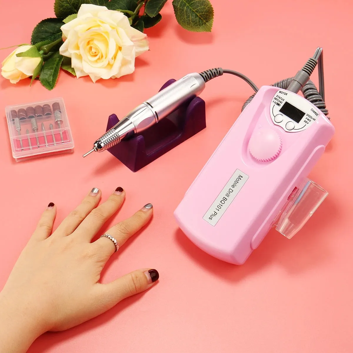 Draagbare oplaadbare boormachine 36W Manicure Electric Nail File Art Tools Set voor Bits - EU-standaard