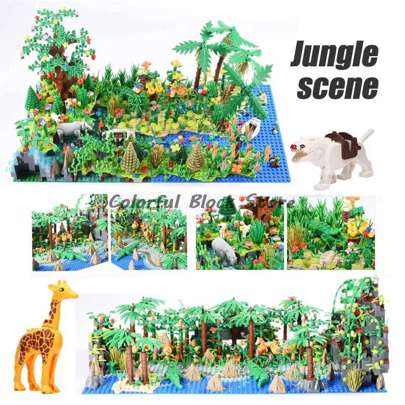 MOC Tropical Pirate Wild Forest Brick Toy Accessories Street View Animal Series Puzzle Gift Boy Girl Building Block Game Gift