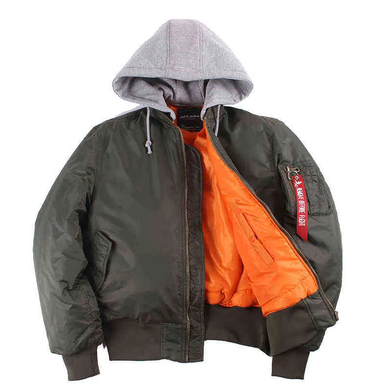 2020 hiver surdimensionné MA-1 avec capuche Streetwear Hip Hop armée militaire manteaux vêtements bombardier vol Air Force pilote veste hommes Y1109