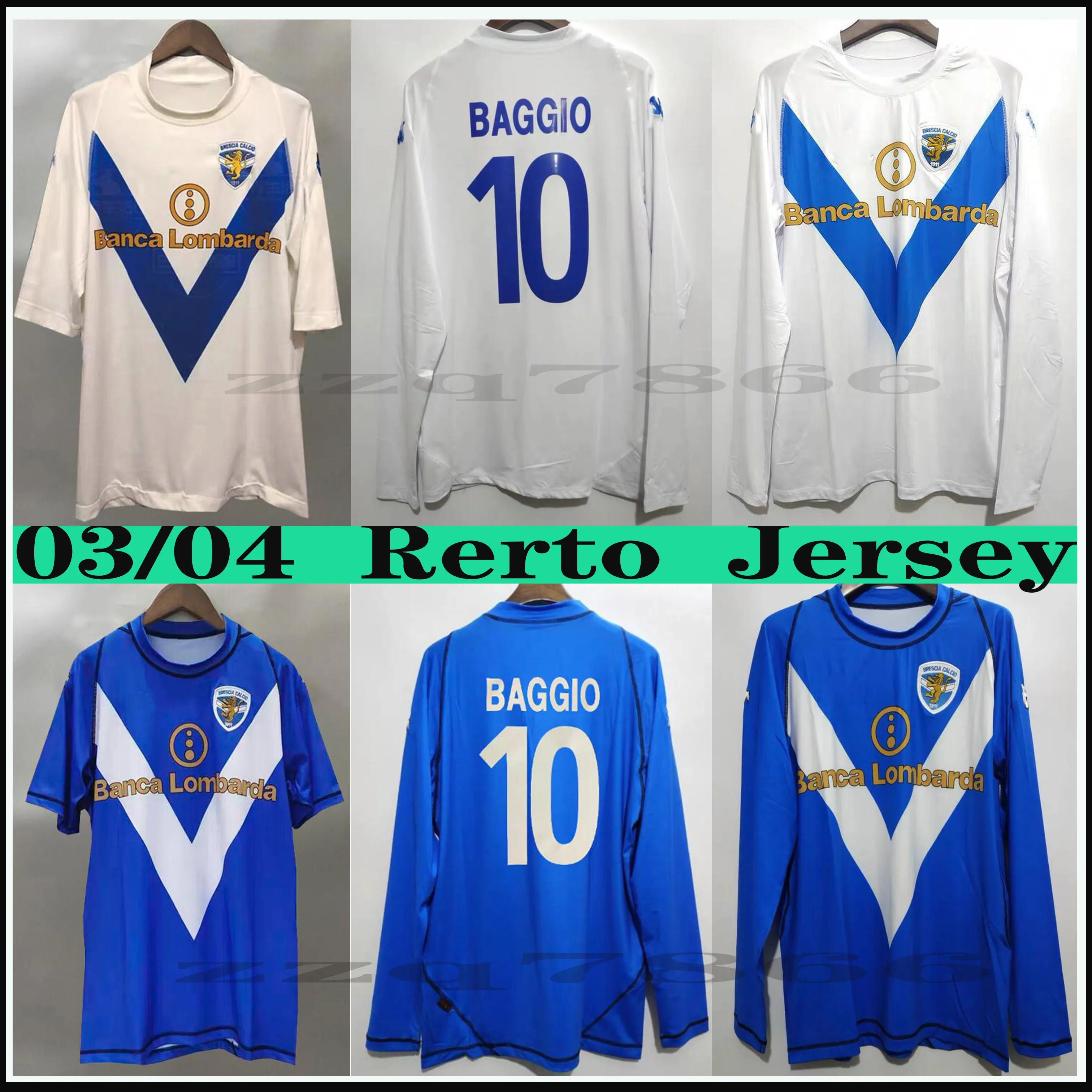 2003 2004 Brescia Baggio Pirlo Camiseta de fútbol retro Clásico Vintage Calcio F.Aye Donnarumma Spalek Camisetas de fútbol cortas de manga larga