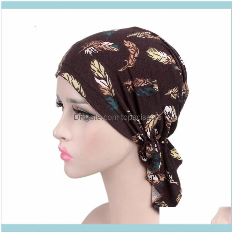 Muslim Women Floral Stretch Cotton Headscarf Turban Hat Chemo Beanies Caps Headwrap Headwear For Cancer Hair Loss Accessories1