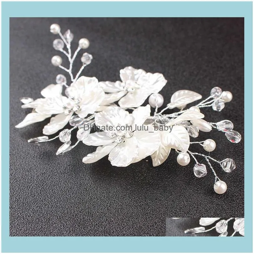 Le Liin Bridal Crystal Pearl Flower Clip Floral Style Barrette Bride Jewelry Bridesmaid Wedding Hair Accessories