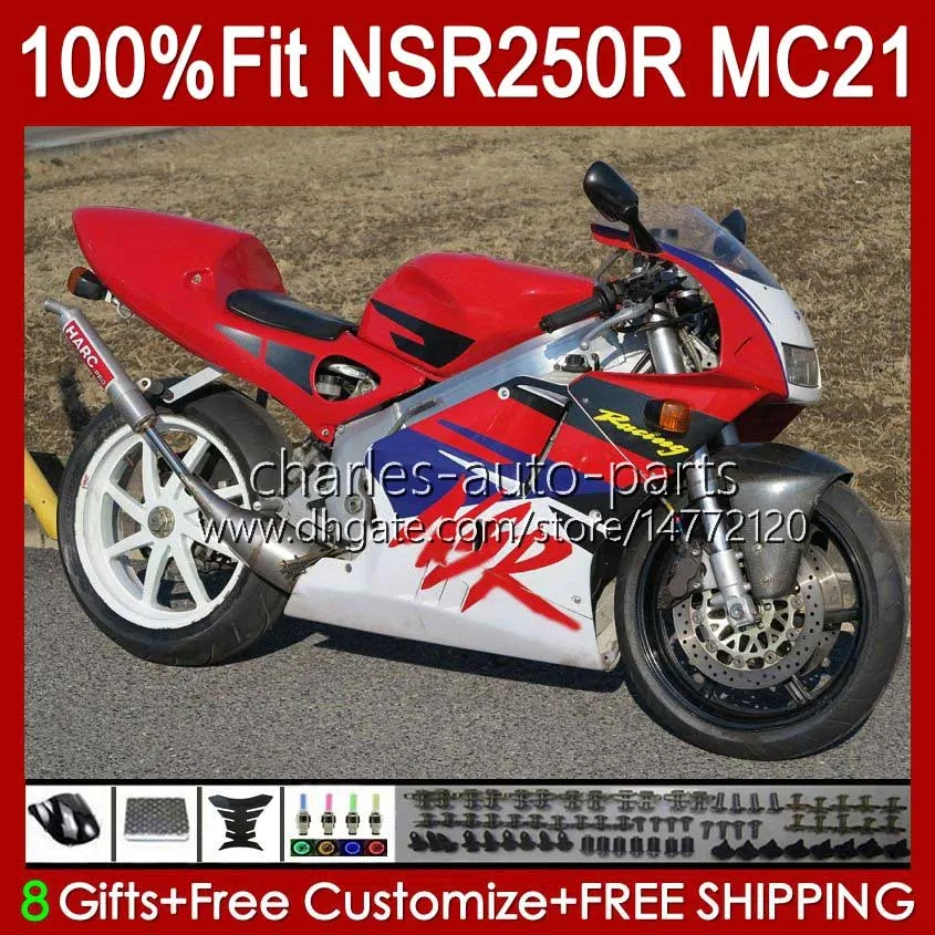 Iniezione OEM per HONDA NSR250 NSR 250 R NSR250R 1990 1991 1992 1993 103HC.64 MC21 rosso fabbrica NSR 250R PGM3 NSR250RR 90 91 92 93 carenature