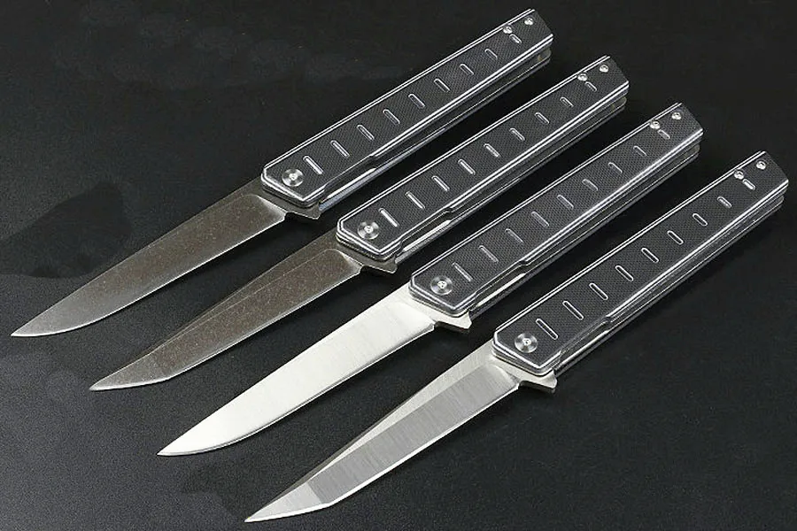 Topkwaliteit Flipper Folding Mes D2 Black Stone Wash / Satin Blade G10 + Roestvrijstalen handvat Kogellager vouwmessen