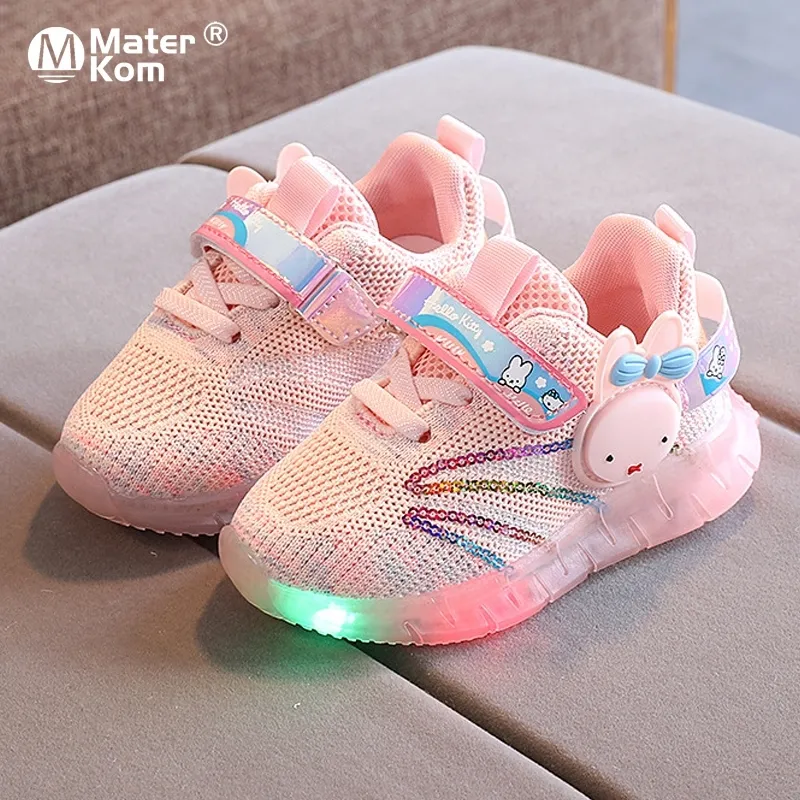 Taglia 22-31 Ragazze Fondo morbido Scarpe luminose Ragazzi che corrono Scarpe luminose Scarpe da ginnastica per bambini Scarpe da ginnastica traspiranti per bambini con luce 210308