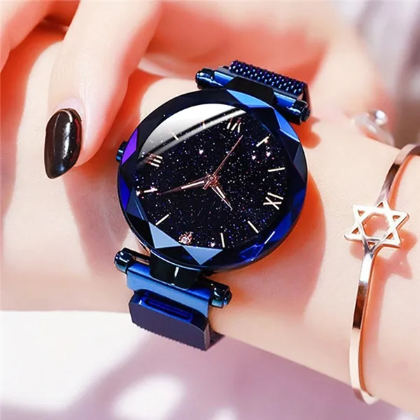 Dames kijken naar magnetische dame mode polshorloges sterrenhemel sky montre de luxe colour44