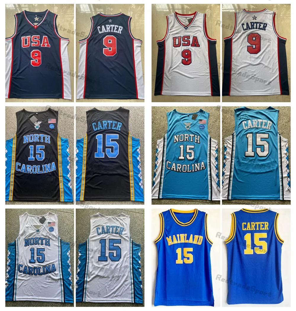 Vintage Mainland High School Vince Carter 15 Basketball Jerseys 2000 USA Mens NCAA North Carolina Tar Heels Stitched Shirts