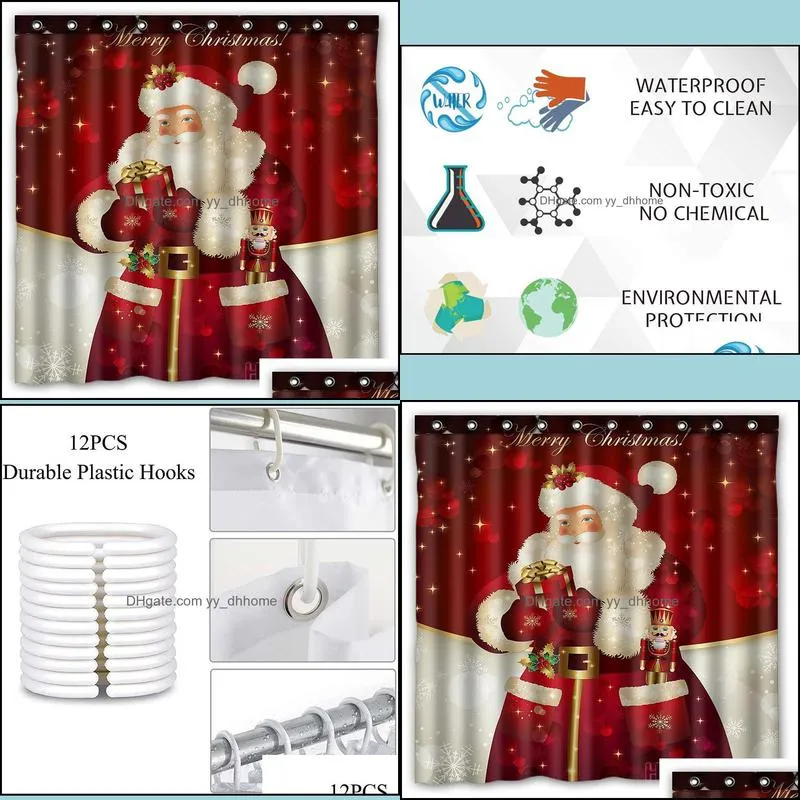 Shower Curtains Merry Christmas Dreamlike The Santa Claus Waterproof Polyester By Ho Me Lili Curtain Bathroom Decor