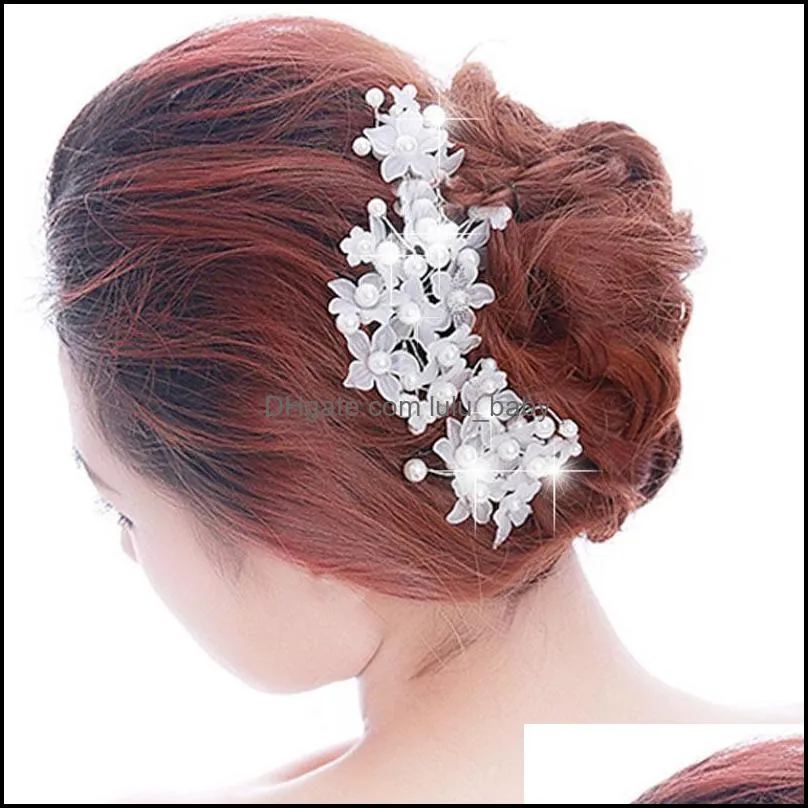 Hair Clips & Barrettes Red White Women Hairpins Headpieces Wedding Jewelry Accessories Crystal Pearls Forks For Bridal Hairstyle