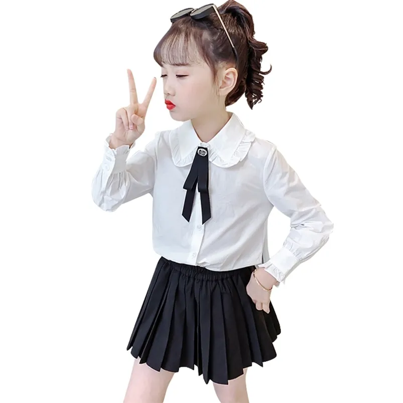 Vêtements pour enfants Blouse blanche + jupe pour enfants pour filles automne vêtements scolaires pour enfants adolescents 210527