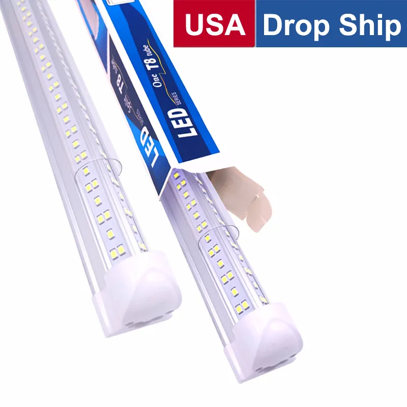 Plafonnier de magasin en forme de V 8FT 144w intégré LED T8 Tube lumières 2400MM super lumineux SMD 2835 blanc chaud/blanc froid AC 85-265V lumières LED lumineuses pour magasins de jour